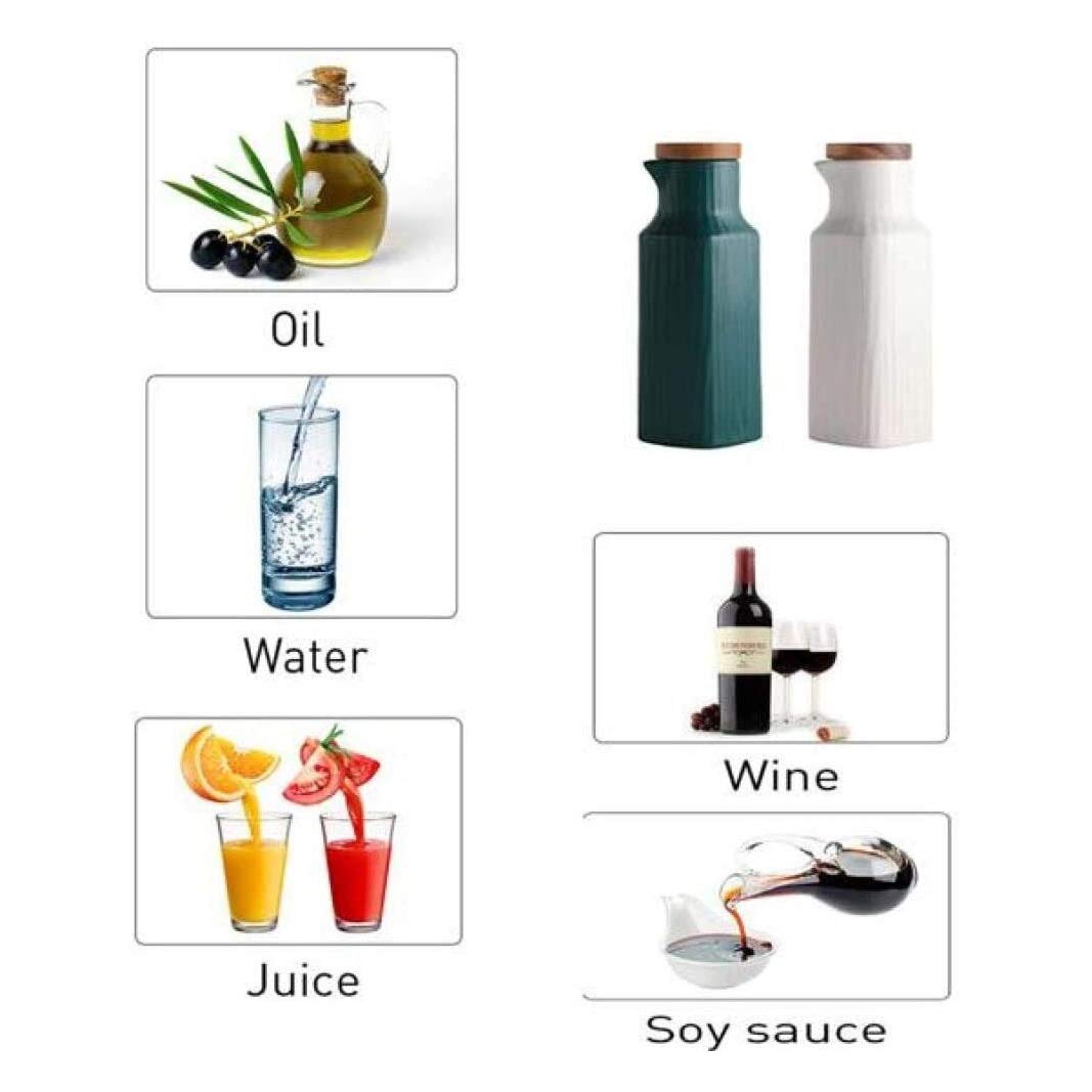 Dispenser di Olio per aceto Distributore di Bottiglie di aceto di Olio d'oliva in Ceramica 40 0 ml Bottiglia di stoccaggio dell'olio Bottiglia di Spezia in Ceramica Artigianale (Color : White)