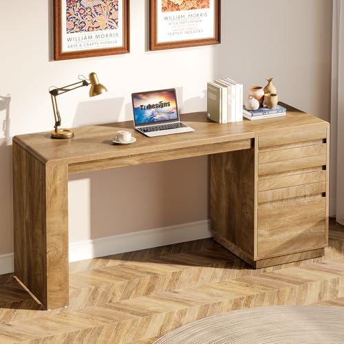 Tribesigns 55-Inch Walnut Office Desk