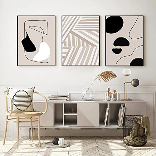 Arte de línea abstracta para renovar paredes vacías con 3 lienzos minimalistas modernos