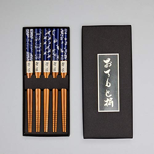 みよし漆器本舗 天然竹製 箸 5膳セット 吉祥文様 ギフトBOX入り