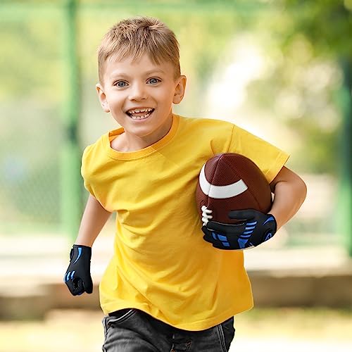 Alytree Football Gloves for Kids 8-12,No-Slip Youth Wide Receiver Gloves,Enhanced Performance Silicone Gloves, Adjustable Super Sticky Gloves for Boys and Girls (Blue-Black-M/L(Youth), Medium-Large)