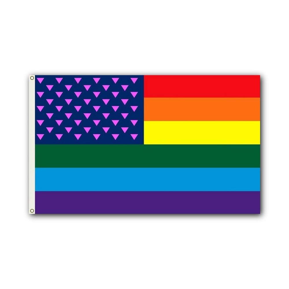 Shoe String King SSK Gay USA Triangle Outdoor Flag - Large 3' x 5', Weather-Resistant Polyester