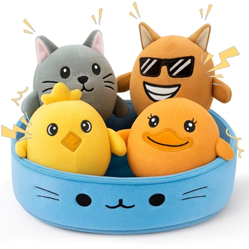 Squeaky Dog Toys - 4-Pack Crinkle Stuffed Animal Squeaky Dog Toys...