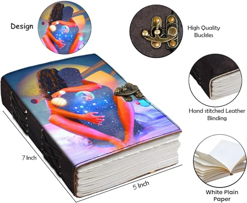 Image of Mr KRAFT Handcrafted A5 120 GSM White Paper Premium Hugging Couple UV Print Diary Leather Journal with Unique UV Love Print Writing Diary Notebook Unruled Personal Diaries for Men,Women-5x7 (A-014)