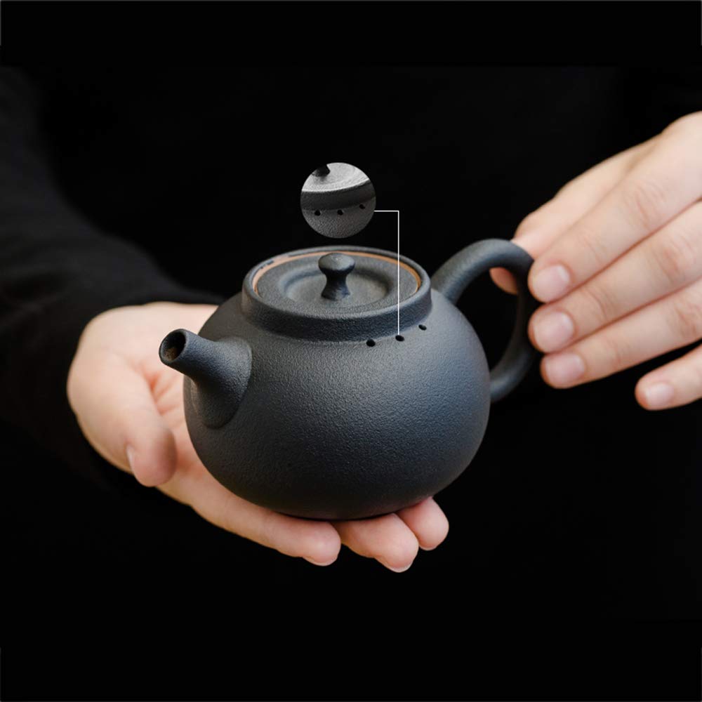 Czarny ceramiczny dzbanek do herbaty - 180 ml z uchwytem, dzbanek do herbaty z zaparzaczem do herbaty luźnej