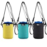 WK IEASON 12oz Standard Can Sleeves Insulators with Shoulder Strap Can Covers Cooler 12OZ Beer Bottle Sleeves Coolers Holder Non-slip Neoprene Can Sleeves 3PC Pack (12oz standard, Black/Yellow/Blue)