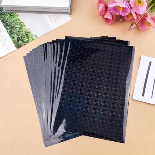 BAOFALI 100Pcs 7.9x11.4inch Toner Reactive Foil，Foil Paper for Toner Foiling Foil by Laser Printer and Laminator, for Scrapbooking Paper Crafts （Black Gemstone）