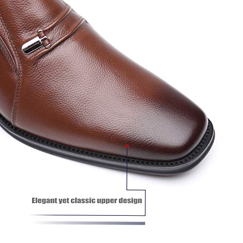 Image of Brown Leather Slip-On Loafers for Men by La Milano
