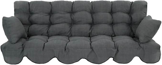 PATIO Auflage Hollywoodschaukel 180 cm Minorca Auflagen Set Sitzkissen Rückenlehne 2 x Seitenkissen Schaukelbank Auflage Grau