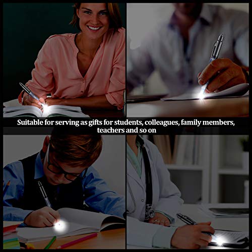 Zonon 8 Pieces Lighted Tip Pen Led Pen With Light Flashlight Writing Ballpoint Pens Led Light Pen For Night Writing (White Light) #TOP5