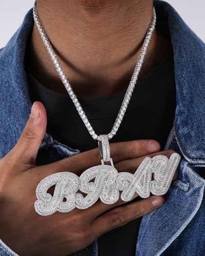 Lulu Mel 14k Gold Plated Name Necklace Personalized For Men Women, Iced Out Rappers Wear Hip Hop Nameplate Letter Pendant Charms Jewelry with Cuban Link Chain4