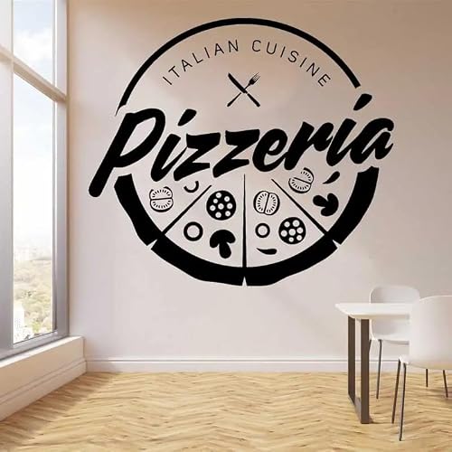 Pizzeria Shop Freshly Baked Pizza Italian Pizza Food Vinyl Wall Stickers Doors Window Glass Shop Signboard Stickers Mural 48x42cm