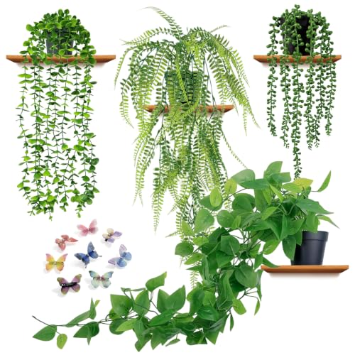 Image of OSIITOSU Artificial Hanging Plant,4 Pack Fake Green Plants with Pots