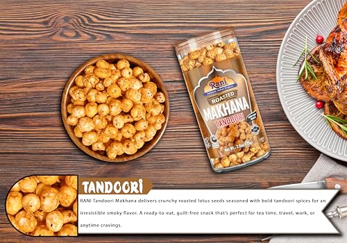 Image of Rani Roasted Makhana (Fox Nut /Popped Lotus Seed) Tandoori Flavor 2.6oz (75g) Ready to eat, Hand Picked Foxnuts ~ High in Protein | Vegan | Gluten Friendly | NON-GMO | Kosher | Indian Origin