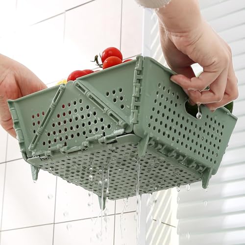 Thickened Collapsible multifunctional Strainers and Colander for Kitchen, Wash Foldable Storage Drain basket for Pasta, Fruit, Vegetables, Berry Space-Saving,Stackable Storage,Self-drain,Food cleaning - Image 4