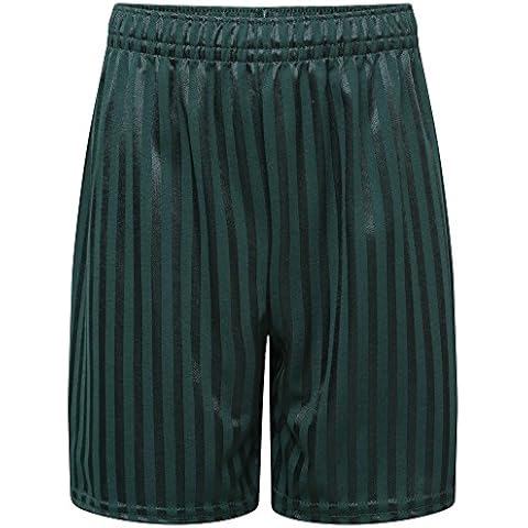 Boys Kids Children Green PE School Summer Shadow Stripe Shorts Athlete Activewear Excercise Football Gym Sports Shorts 7-8 Years Cover