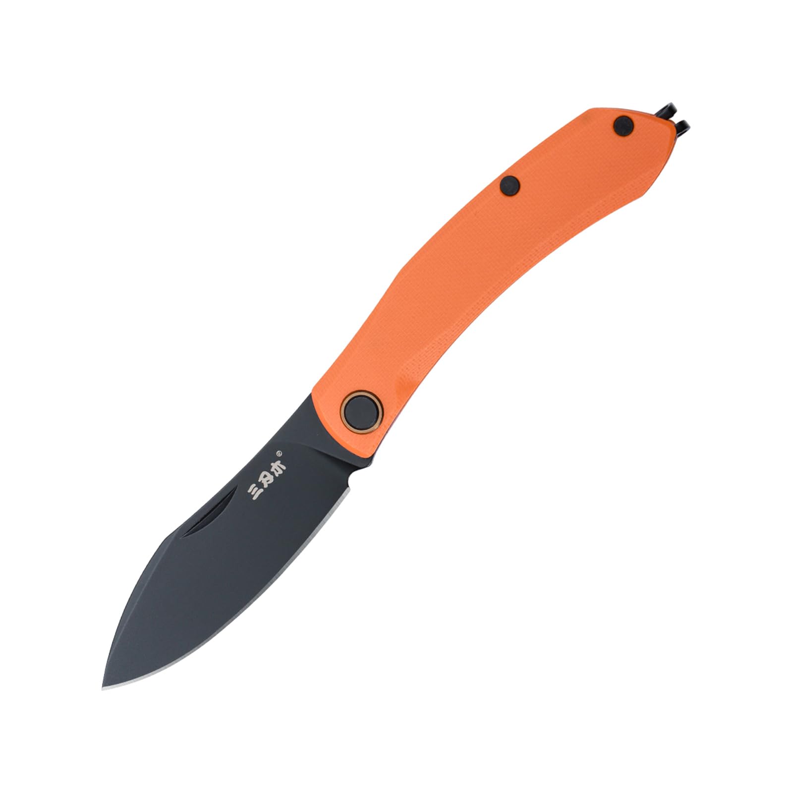 Sanrenmu Pocket Folding Knife with Clip 6.57" Opened Foldable 2.91" 12C27 Steel Blade Utility Knife G10 Handle for Outdoor Camping 7315 (Orange)