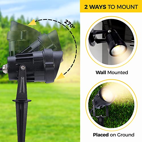 Lcared 12W Low Voltage Landscape Lighting With Connectors, Outdoor Led Landscape Lights 12V Warm White 1000Lm Waterproof Pathway Garden Yard Light Wall Tree Flag Spotlights With Spike Stand (10 Pack) #TOP4
