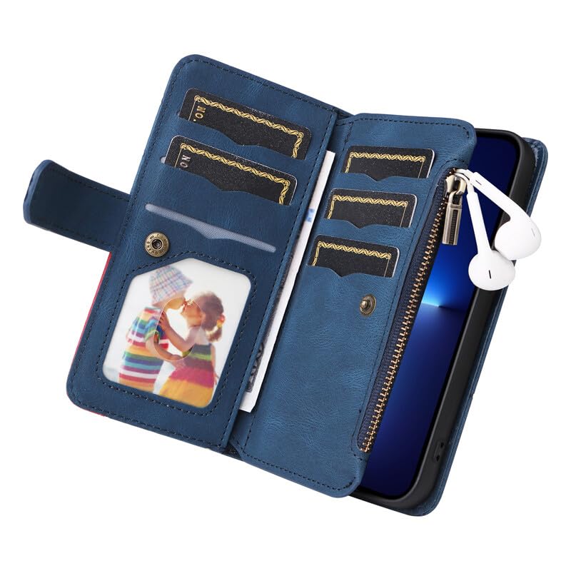 Étui cuir durable iPhone 16 bleu pour protéger écran et cartes - 2