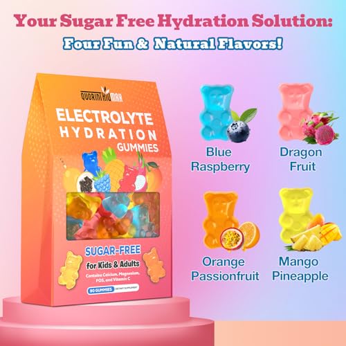Image of Electrolyte Gummies Sugar Free | Electrolyte Hydration Energy Gummies for Running & Sports - Energy Chews with Calcium & Vitamin C for Kids & Adults, Multiple Mixed Flavors, Gluten-Free, 180 Count