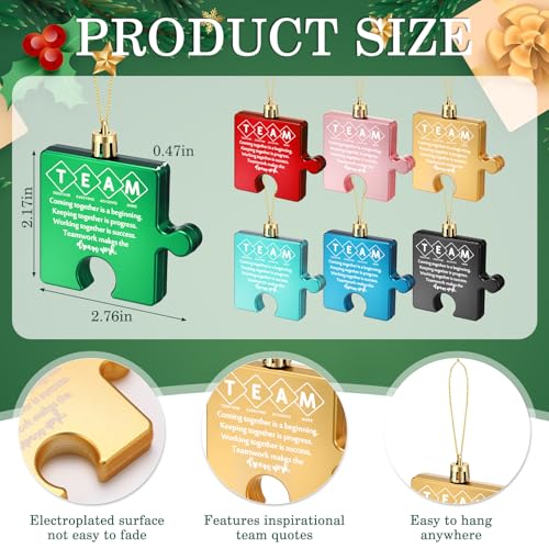 Jenaai 63 Pcs Team Christmas Ornaments Bulk Inspirational Puzzle Christmas Tree Hanging Ornament Employee Appreciation Gifts for Xmas Team Coworkers Staff Colleagues Nurses Teachers Groups by Jenaai - Image 2