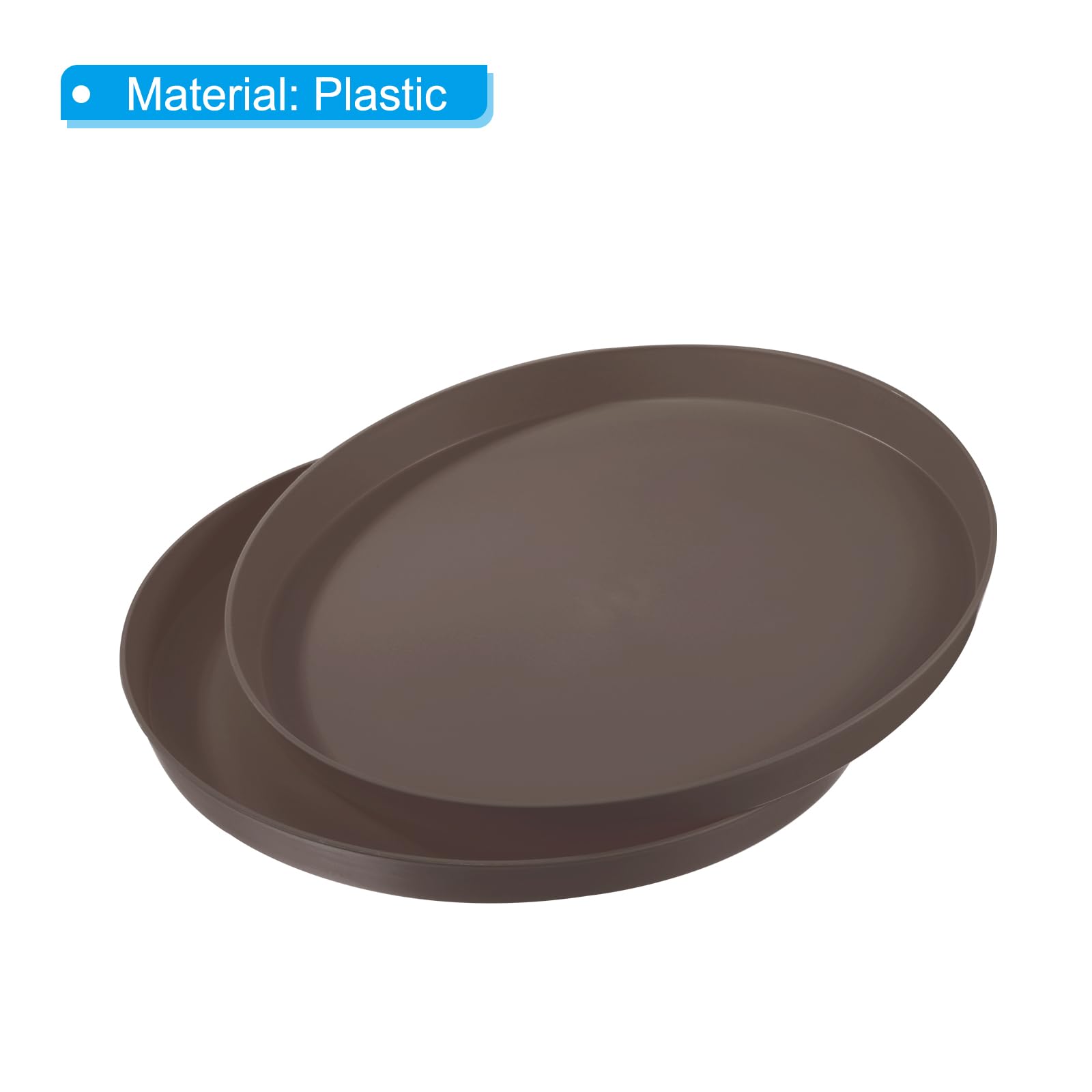 PATIKIL 14" x 1" Redondo Reutilizable Restaurante Servir Bandejas, 2 Paquete Antideslizante Comida Servicios Bandeja Plato para Bar Café Tienda, Marrón