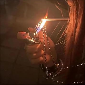 Saturn Necklace Lighter, Wearable Pendant Lighter, Personalized Cool Design, Butane Refillable Gas Lighter, Suitable for Men and Women Pendants to Match Clothing(Silver)
