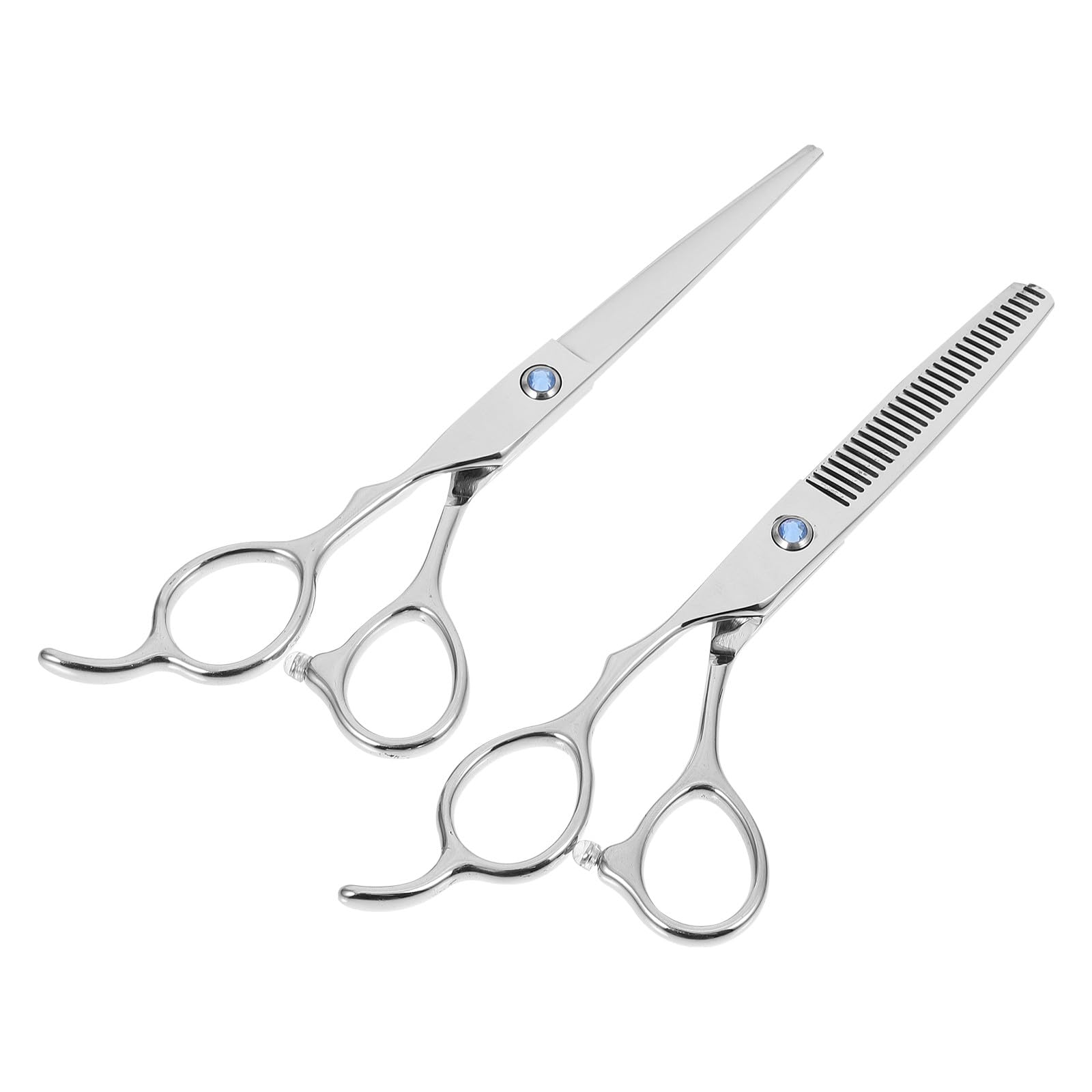 Ciseaux de Coiffure Gaucher Lot de 2 Pièces en Acier Inoxydable 6 Pouces Argentés Poignée Ergonomique, Adaptés Usage Professionnel et Amateur et Amateur