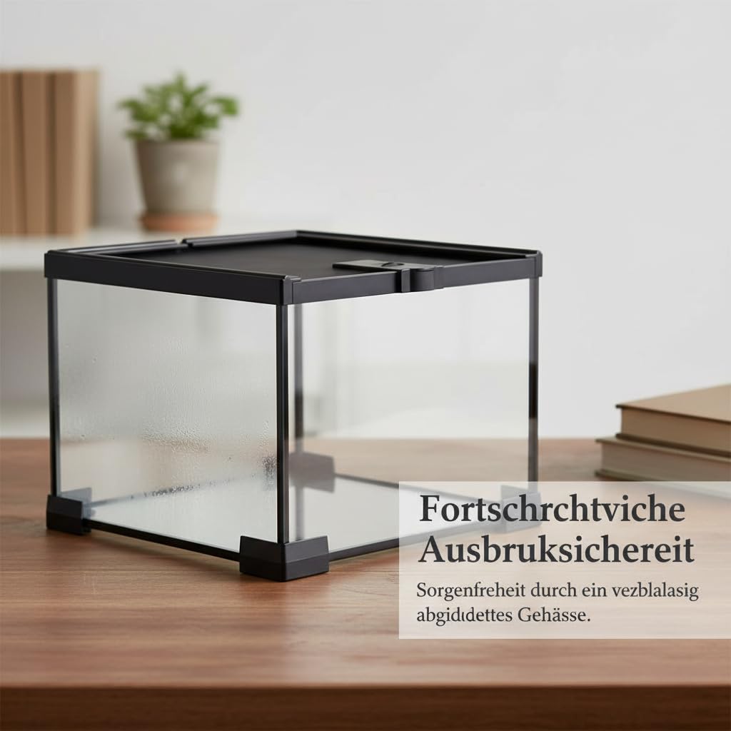 Stapelbares ien Terrarium Becken, 50 x 30 x 15 cm | Aus transparentem Material und | Amphibien Haltung | stapelbares Design | transparent | für Terraristik