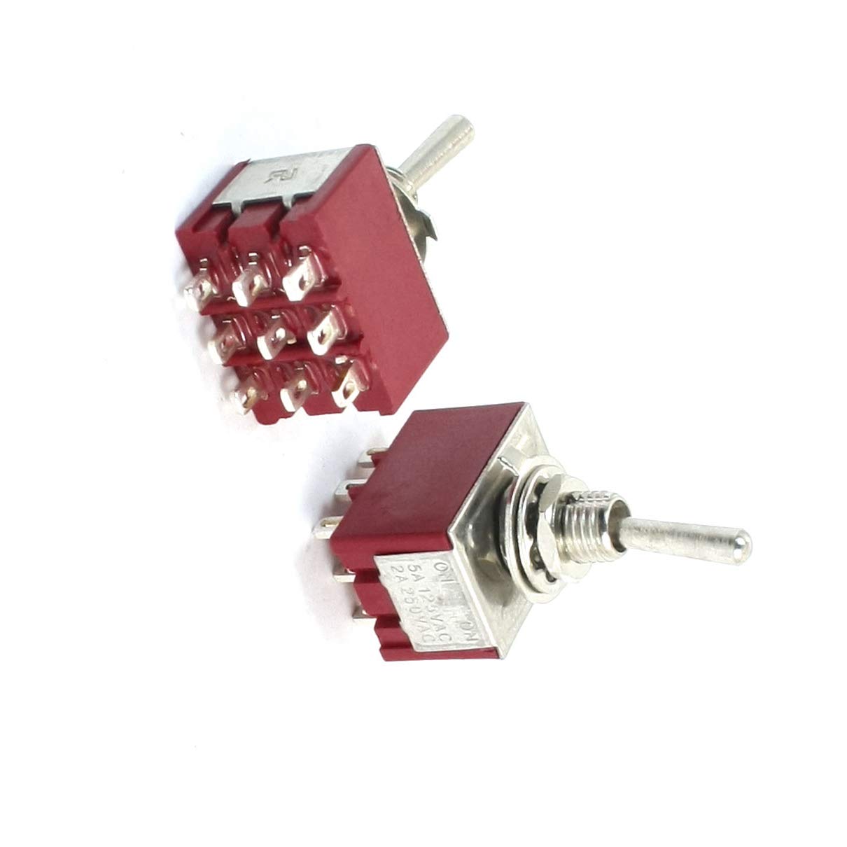 Aexit AC 125V Toggle Switches 5A ON/ON 2 Positions 9 Pin Self Locking