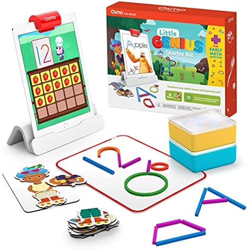 Little Genius Starter Kit for iPad + Early Math Adventure - 6 Educational Games (Latest Version) Counting, Shapes & Phonics-STEM Gifts-Ages 3-5 (Base Included)