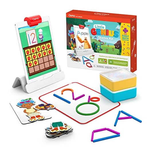 Osmo-Little Genius Starter Kit for iPad + Early Math Adventure-6 Educational Learning Games Ages 3-5-Counting, Shapes,Phonics & Creativity-STEM Toy Gifts-Kids(Osmo iPad Base Included-Amazon Exclusive)