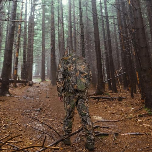 LOOGU Camo Regenanzug – Regenausrüstung für Herren, wasserdicht, leichter Regenmantel, atmungsaktive Herren-Regenjacken, Kapuze