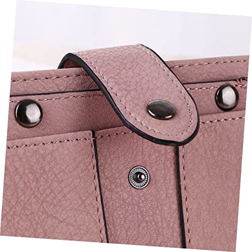 SAFIGLE Fashionable Women's Small Wallet Short Storage Purse for Lady Rfid Zipper Buckle Design Pu Material Many Slots Easy to Organize Money Cards Compact Portable Pink3