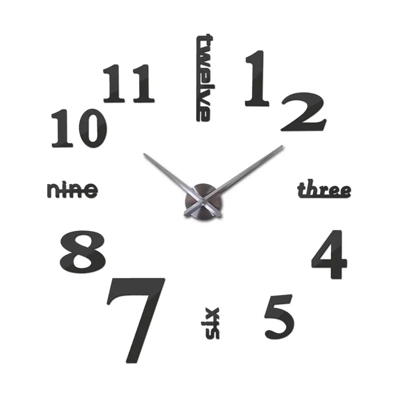 ZXGRfdefa clock, Mirror Wall Clock 3d Big Quartz Watch Clocks Living Room Home(Dark Gray,37inch)