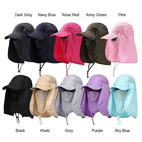 Domary Chapéu com viseira de caminhada esportiva ao ar livre Proteção UV Proteção do rosto, pescoço,
