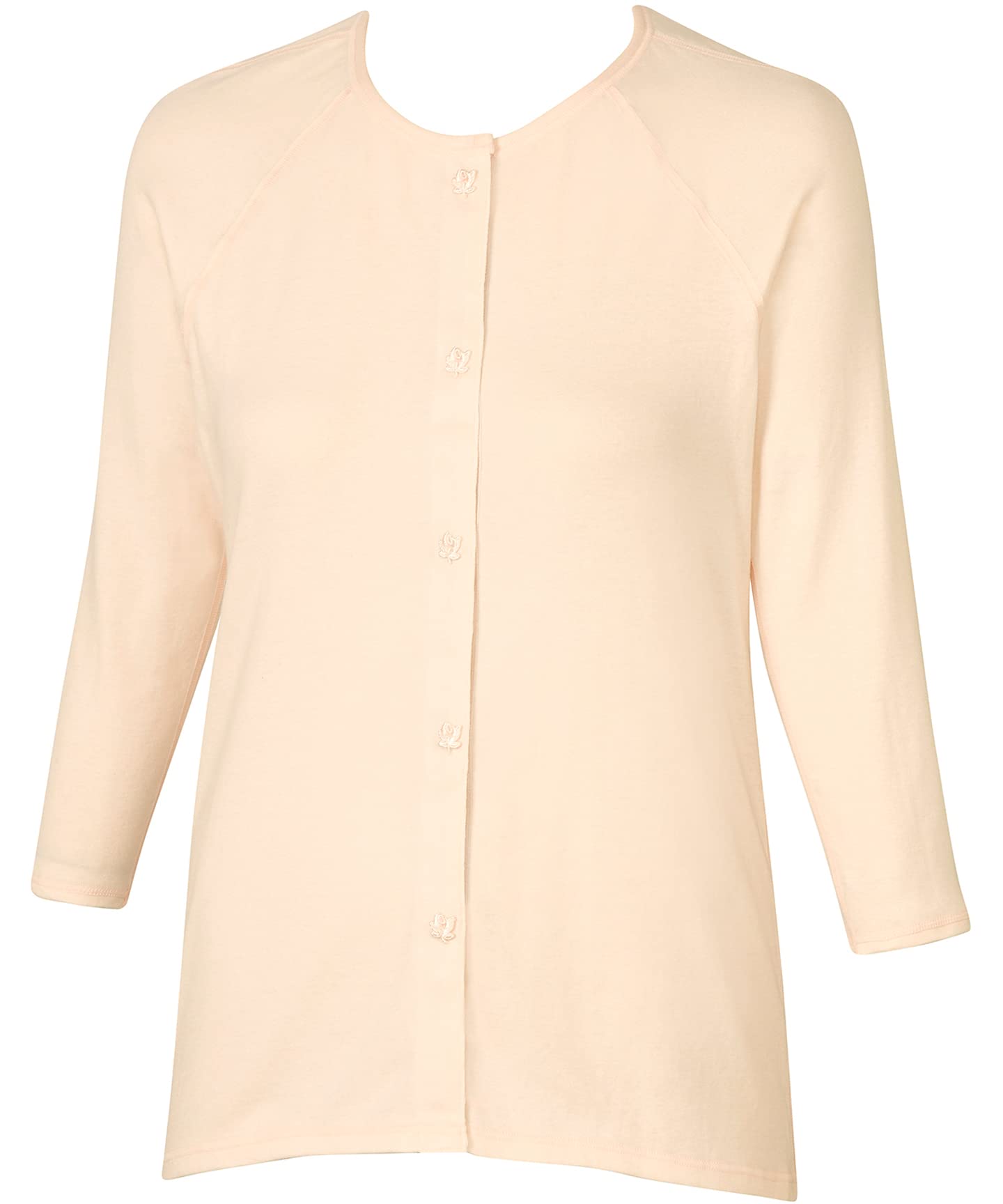 [らくラクパートナー] インナートップス 肌着 8分袖 介護にも 綿100% 家庭用タンブル乾燥機対応 パッチンボタン🄬 シニア DHL423 レディース