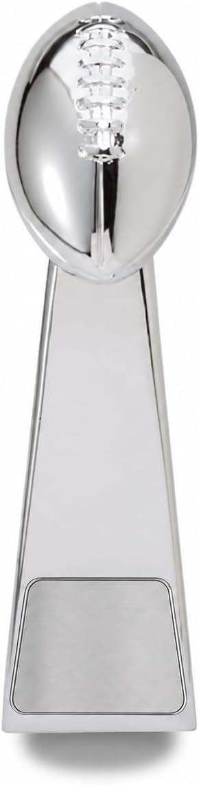 Chrome Football Tower Fantasy Trophy - 12", 15" or 18" Size | Fantasy football replica trophy with 4 lines of custom text for personalized awards and league champions
