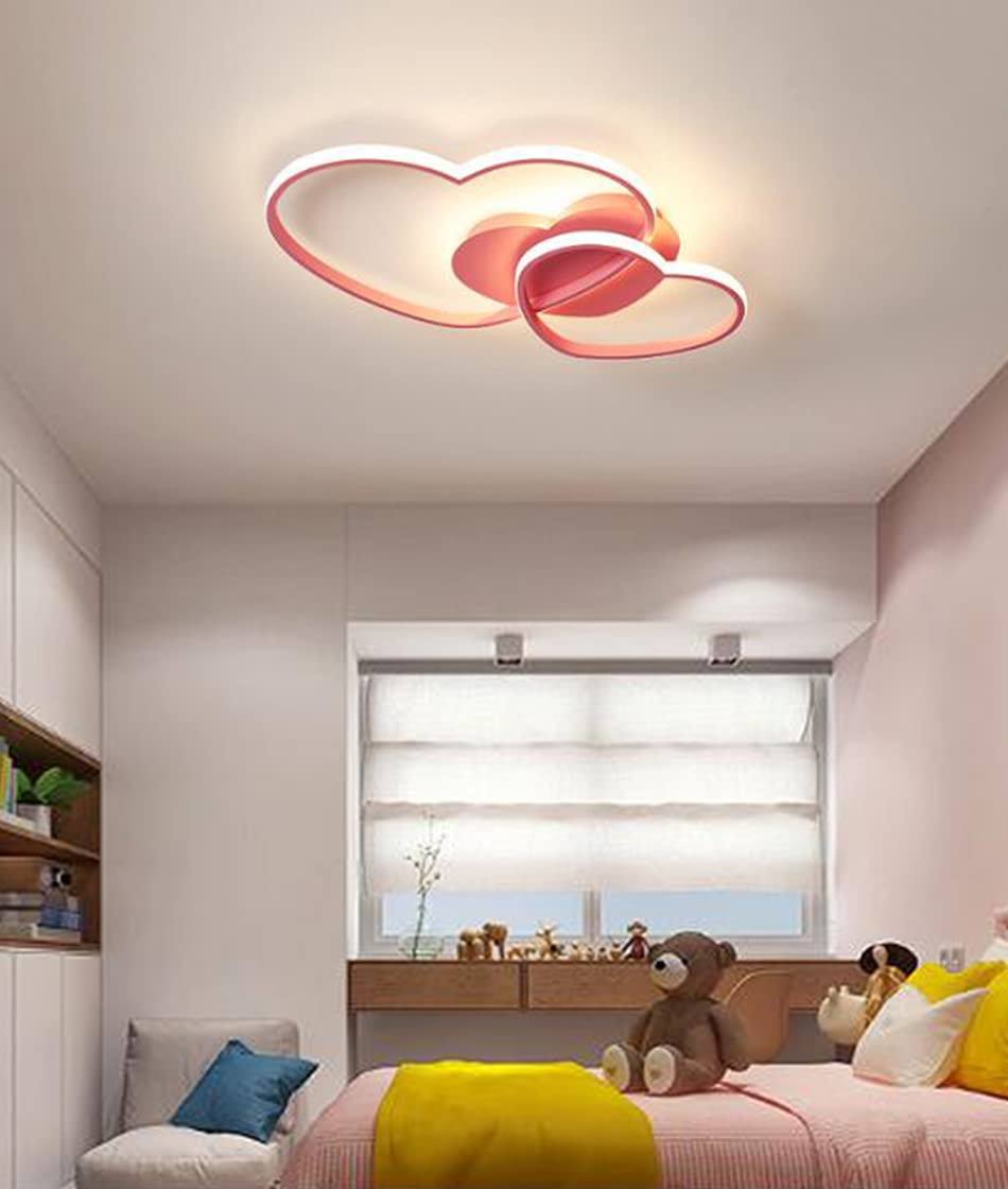 Deckenleuchte LED Moderne Herzförmige Kinderlampe Kinderzimmer Deckenlampe Dimmbar Mit Fernbedienung Schlafzimmer Jungen Mädchen Wohnzimmer Pendellampe Innenleuchter,Rosa