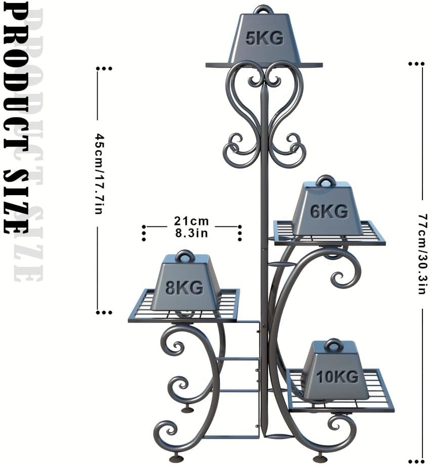 Metal Plant Stand Indoor Outdoor,4-Tier Plant Stand Rack,Plant Display Shelving for House Living Room Balcony Garden Patio
