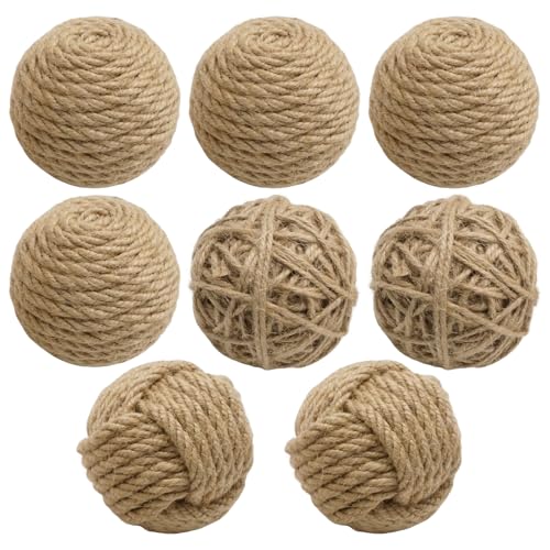 Hoypeyfiy 8 PCS Decorative Balls, Handmade Sisal Rope Orbs, Versatile Centerpiece Filler for Vases, Bowls, Home Décor, Housewarming Gift