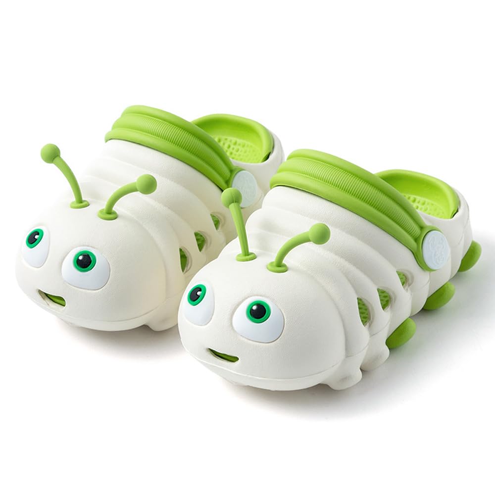 JUXI Toddler Clogs Girls Boys Clogs Garden Shoes EVA Lightweight Summer Slipper Cartoon Slides Baby Comfort Sandals (White,5)