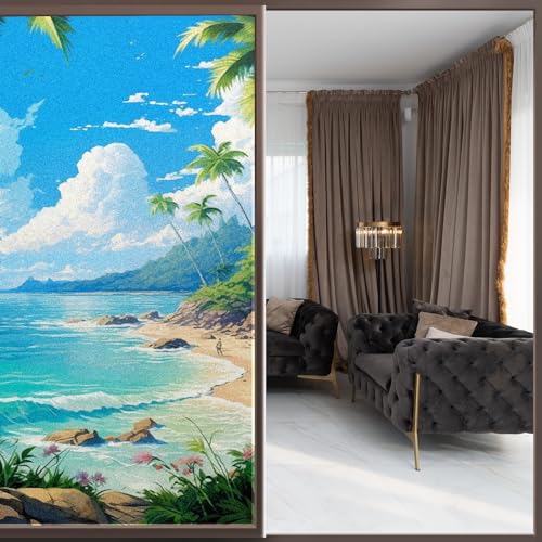 Vinilo Decorativo para Ventana Tropical Beach 35.4 x 78.7 pulgadas miniatura 2