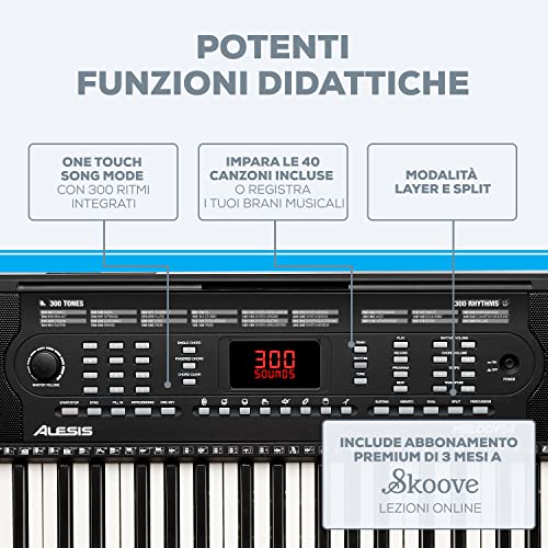 Tastiera Pianola Alesis Melody 32 - 32 Tasti Piccoli, 300 Suoni, 40 Brani, Altoparlanti, USB/MIDI, Lezioni Online Incluse