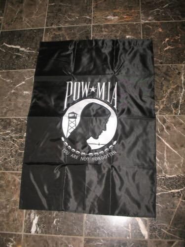 28x40 PowMia Pow-Mia Pow Mia Double sided nylon flag 28''x40'' garden banner - Party Decorations Supplies For Parades - Prime Outside, Garden, Men Cave Decor Flag