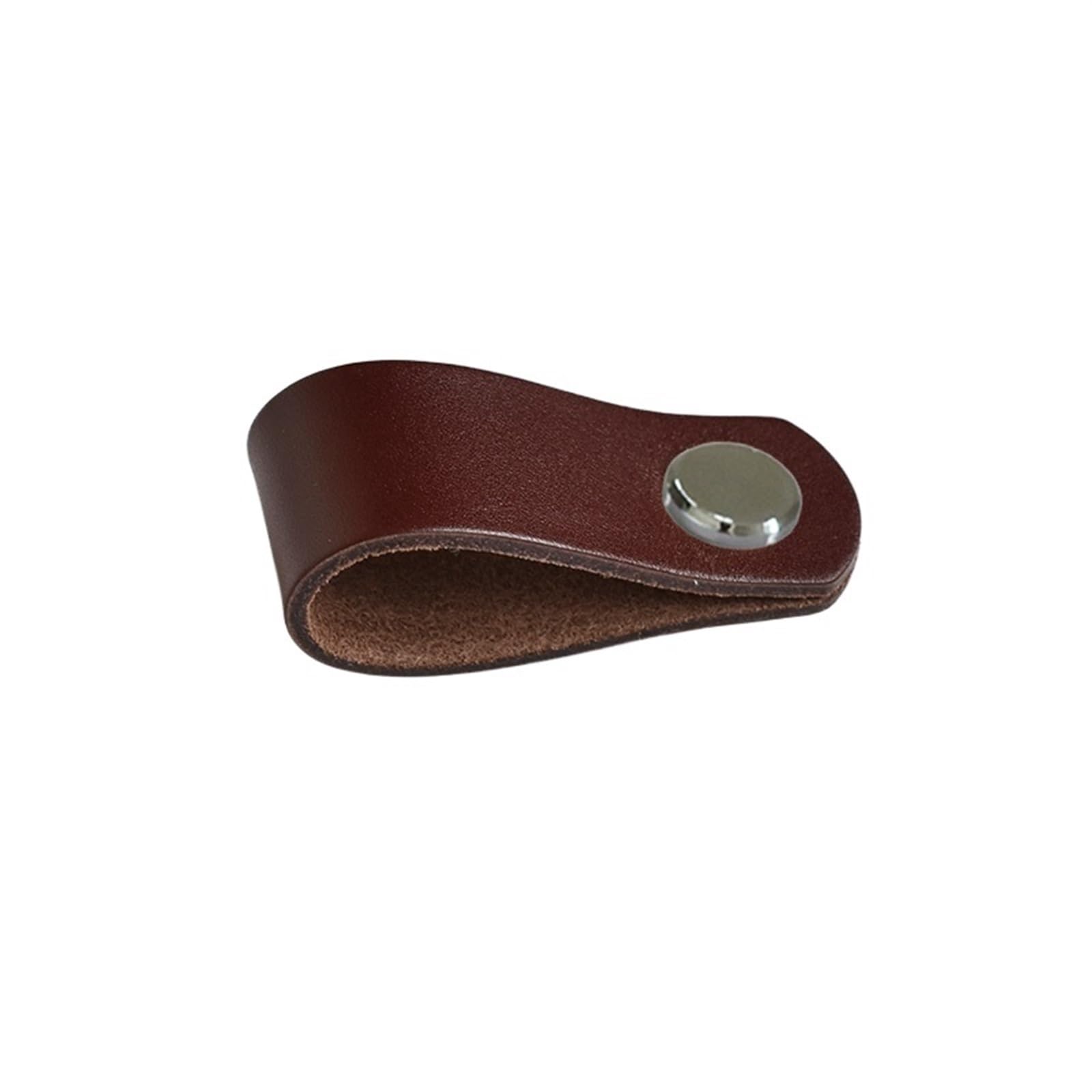 CQAHDSEVF Leather Drawer Pulls, Leather Furniture Drawer Handles Cabinet Wardrobe Door Knobs Dresser Pulls Multicolor(Brown-Bright Silver)