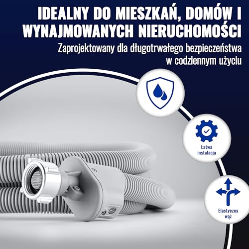 Poppstar 1,5m wąż do pralki (wąż dopływowy z funkcją Aquastop do pralki lub zmywarki), ze złączem 3/4 cala
