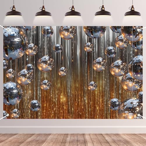 Fondo Disco Retro con Espejos y Luces 72x43 in miniatura 1