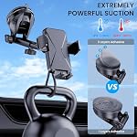 Car Phone Holder [Upgrade Suction Cup & Stable Clip] Phone Mount for Car Windshield Dashboard Air Vent Universal Automotive Accessories Cell Phone Holder Fit for Most iPhone Android Smartphone