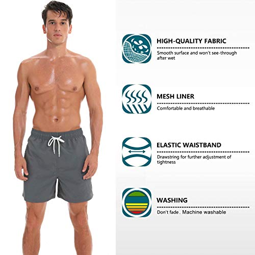 Image of Tyhengta Men's Swim Trunks Quick Dry Beach Shorts with Zipper Pockets and Mesh Lining